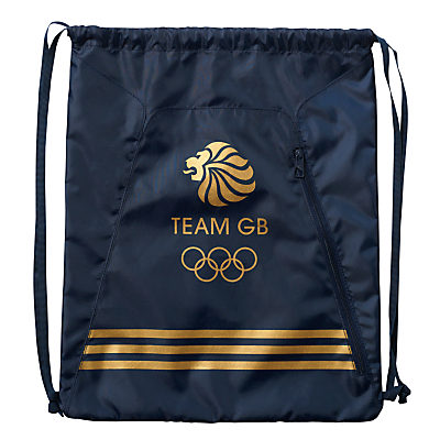 Adidas Team GB Drawstring Tote Bag, Indigo/Gold